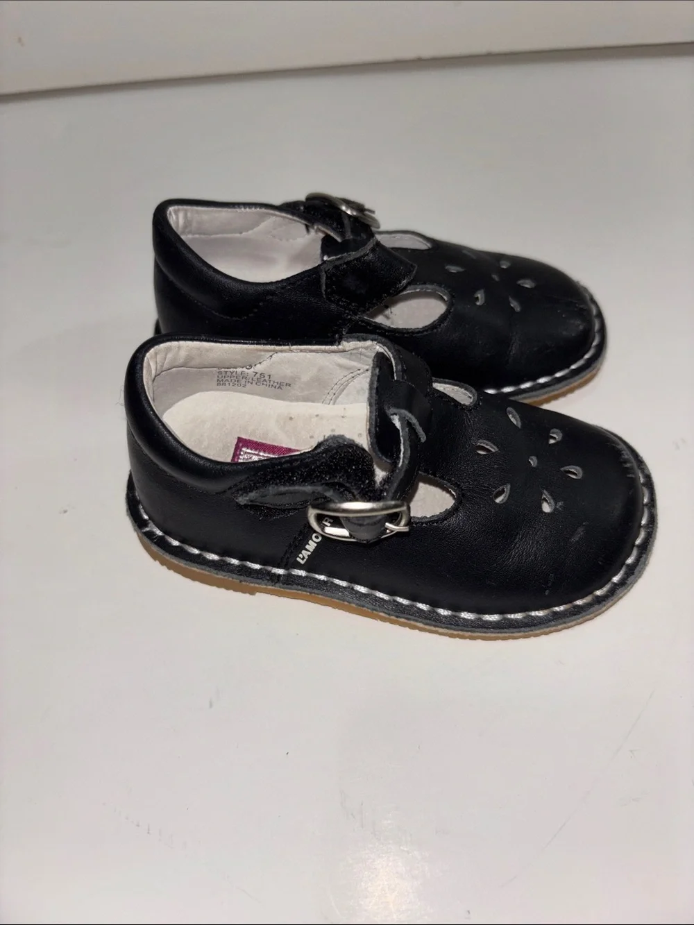 L'Amour Black Mary Jane Kids Dress Shoes with Buckle